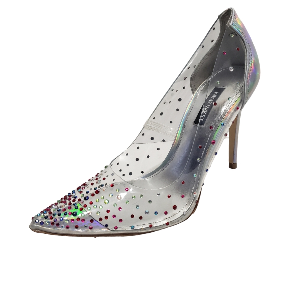 Nine West Women's Transparent Rhinestone Pump Heels Shoes - Picture 14 of 14